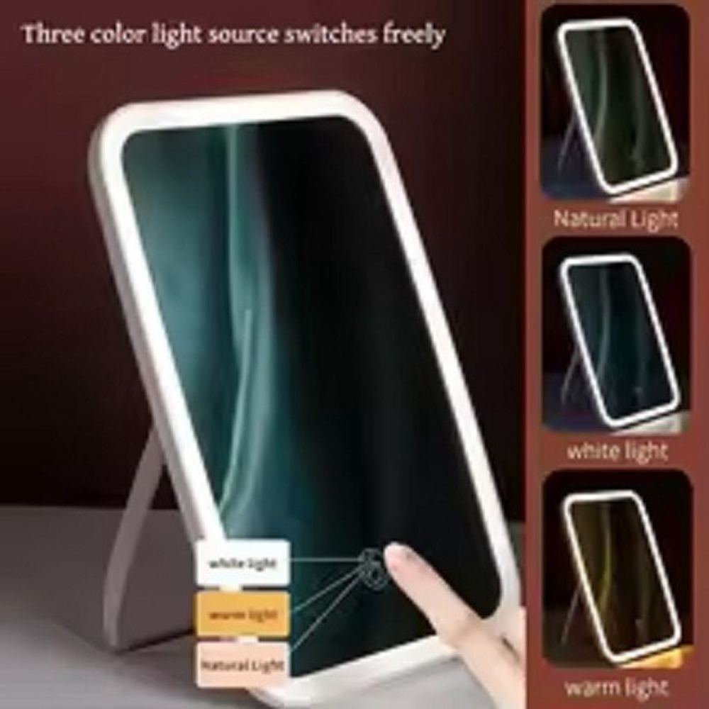 LED Travel Lighted Makeup Mirror 3 Colors Light Modes Portable Mirror with Light